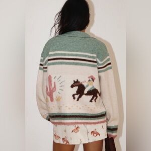 Baileyrose Rodeo Vintage Cream/Sage Cowboy Cardigan S